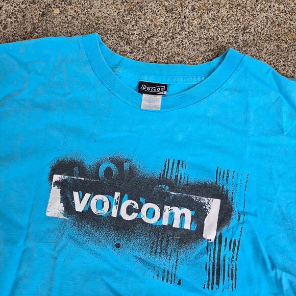 Vtg Y2k VOLCOM SKATEBOARDS Graffiti Spray Paint Stencil Graphic Skate T Shirt L - Picture 3 of 6
